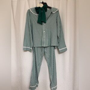 Rachel Ashwell Women’s Striped Green With Vintage Detail Viral Pajamas